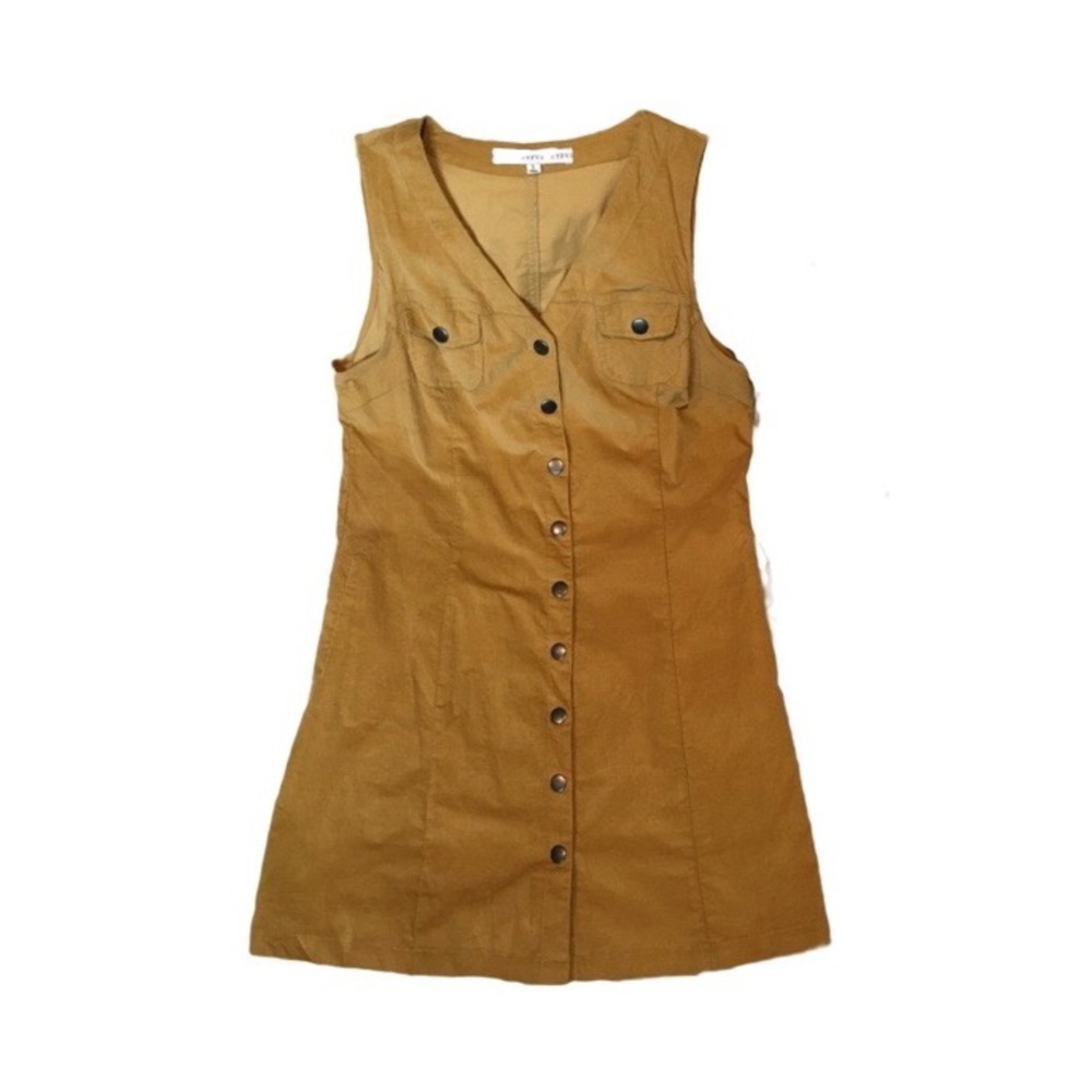 Corduroy Mustard Yellow Button up Dress/Vest